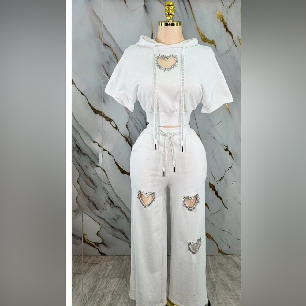 Stylish White Heart Cutout Jumpsuit